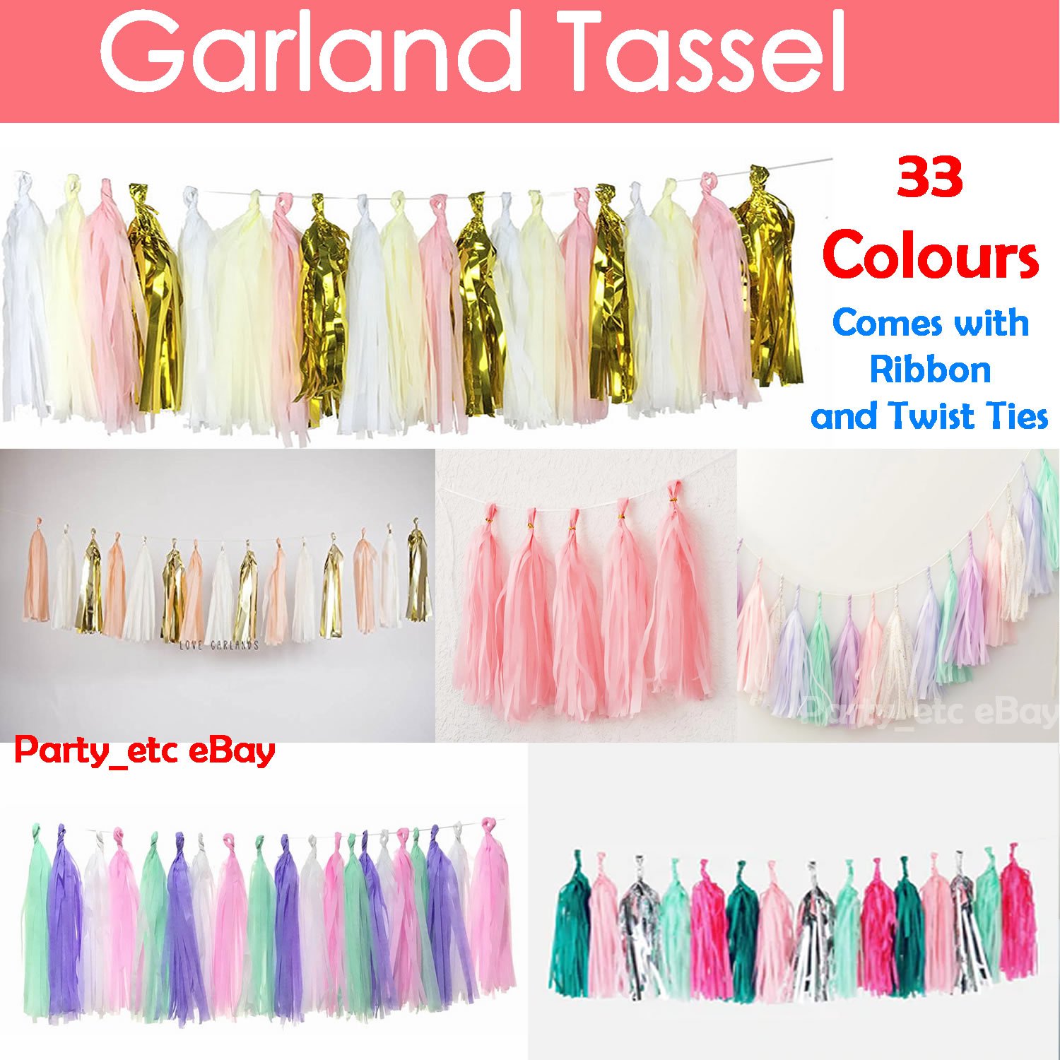 Tissue Tassels Paper Garland Hanging Bunting