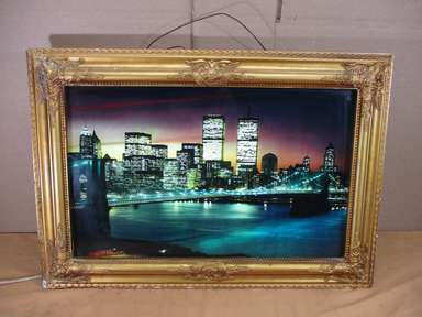 New York City Skyline TWIN TOWER'S Lighted Framed Picture