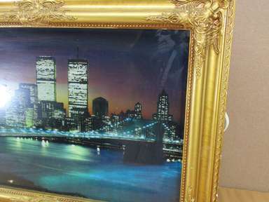 New York City Skyline TWIN TOWER'S Lighted Framed Picture