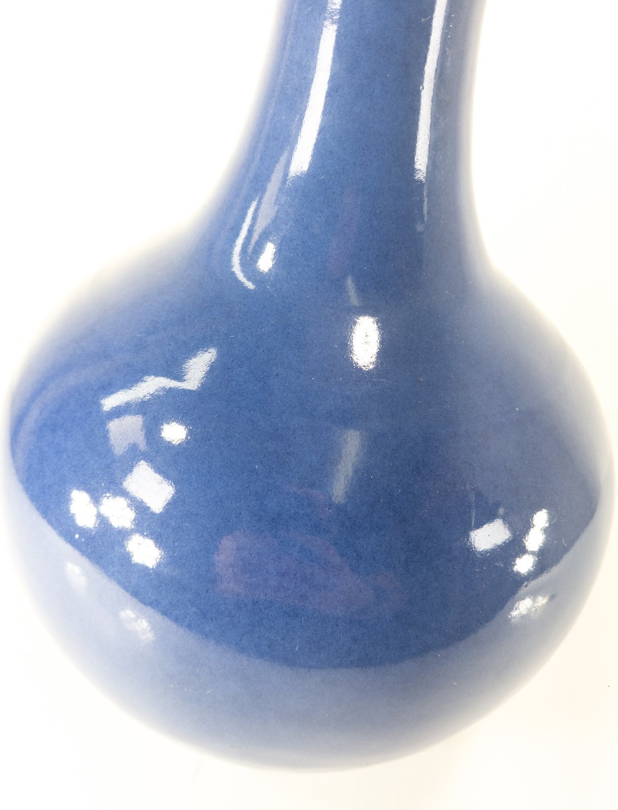 Antique Chinese Qing Guangxu Style Powder Blue Glazed Vase Drilled