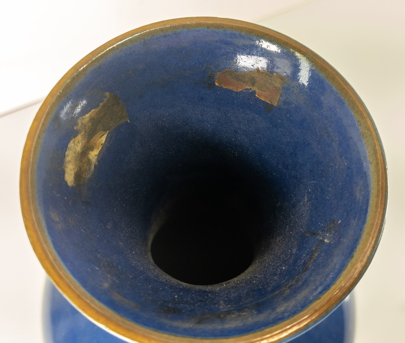 Antique Chinese Qing Guangxu Style Powder Blue Glazed Vase Drilled