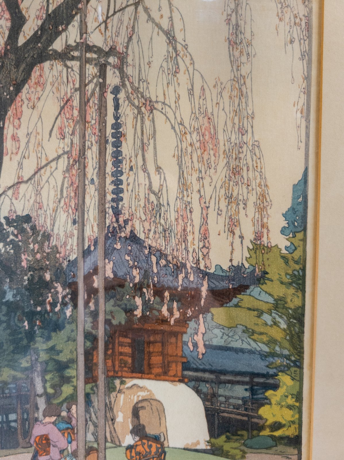 Antique Japanese Ukiyo-e Woodblock Print Cherry Tree in