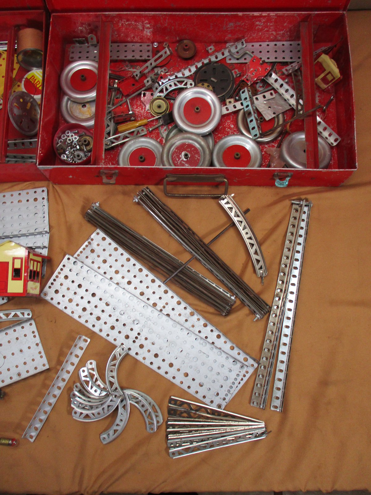 2 Vintage Gilbert Erector Set Lot's ,Plates, Girders, Motors