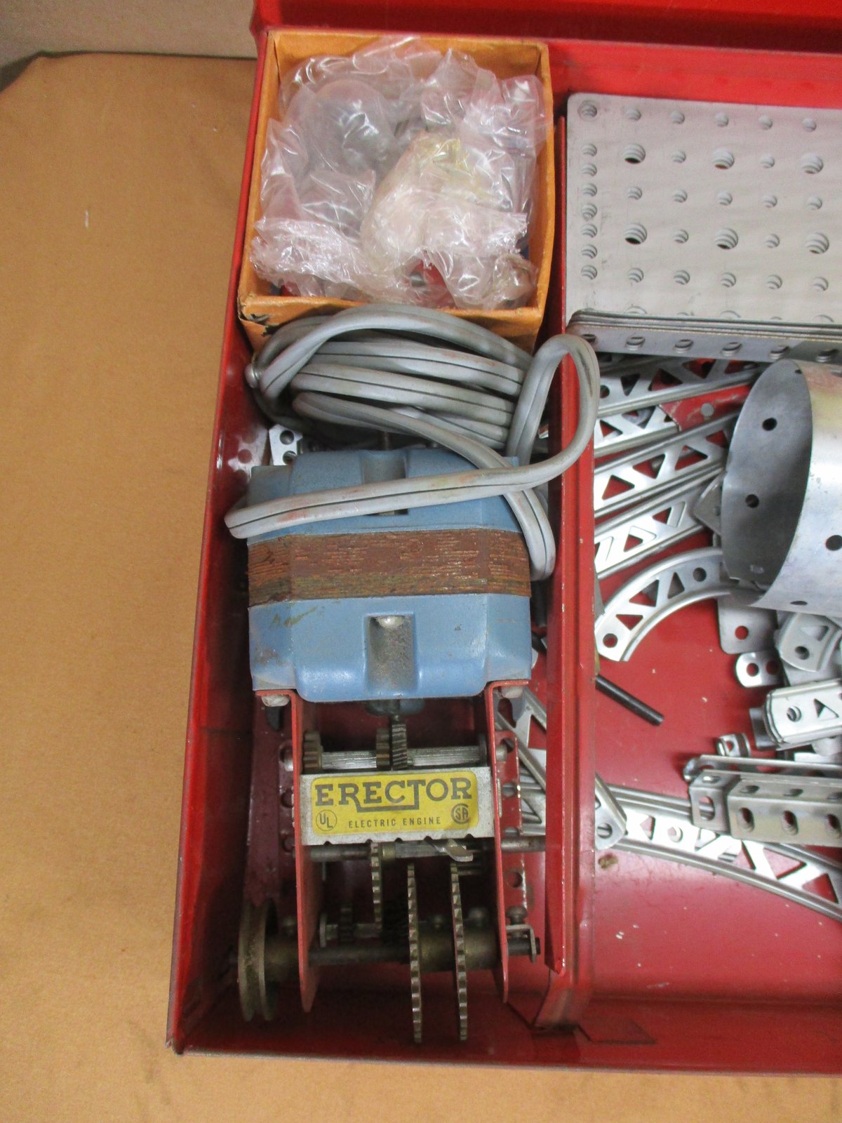 2 Vintage Gilbert Erector Set Lot's ,Plates, Girders, Motors