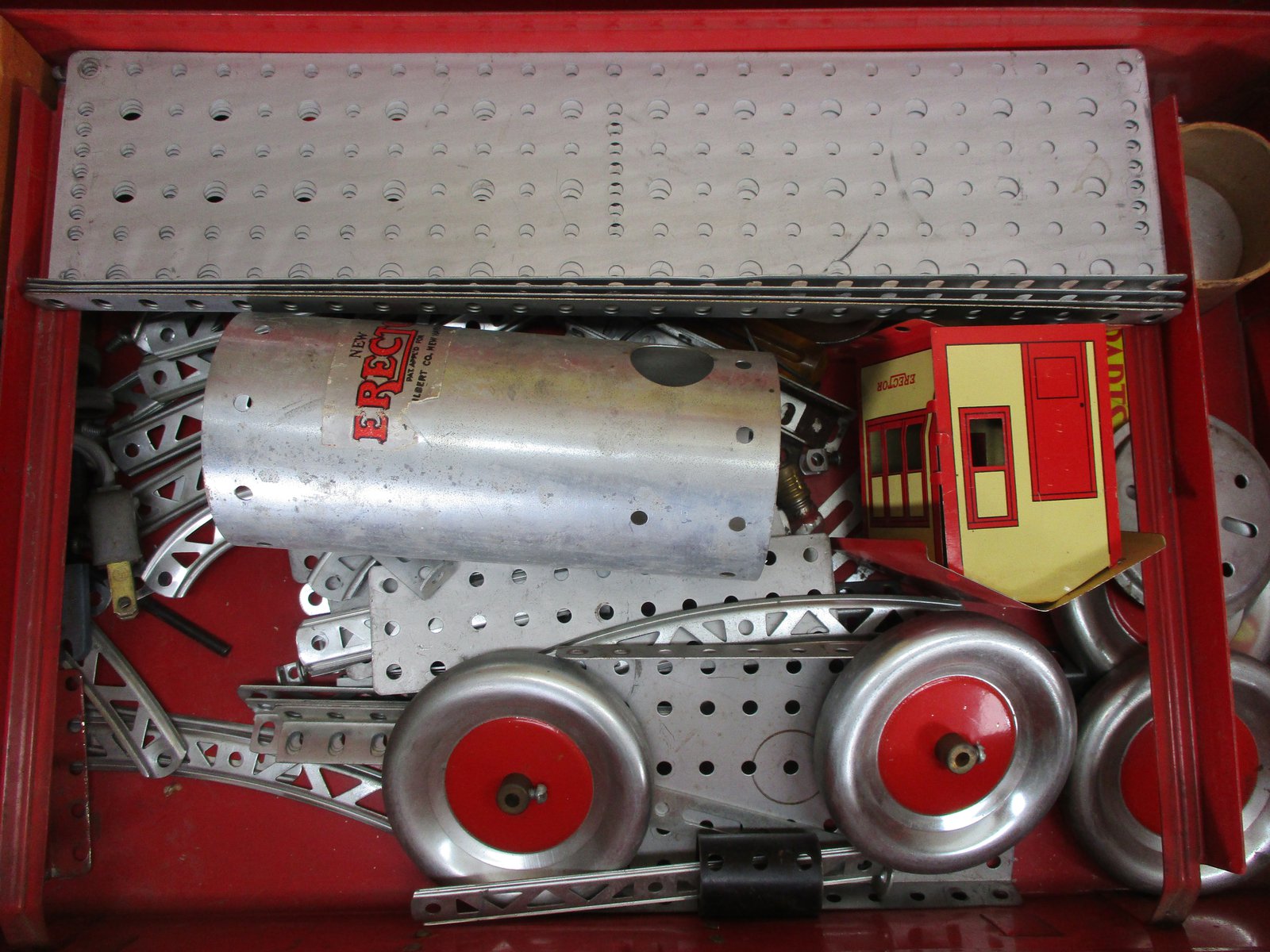 2 Vintage Gilbert Erector Set Lot's ,Plates, Girders, Motors