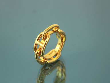 HERMES Chaine D'Ancre Gold Metal Scarf Ring Charm Women's Scarf