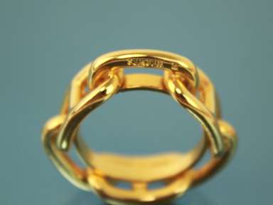 HERMES Chaine D'Ancre Gold Metal Scarf Ring Charm Women's Scarf