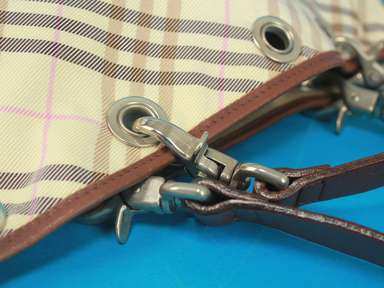 BURBERRY BLUE LABEL Nova Check Canvas & Leather Tote Hand BURBERRY BLUE LABEL Nova Check Canvas & Leather Tote Hand