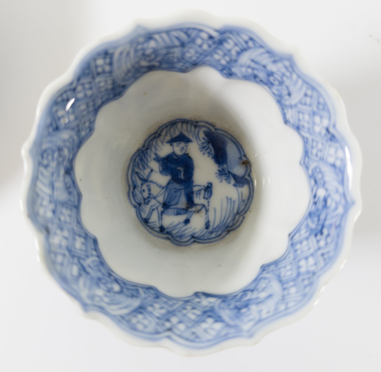 Antique Chinese 19th C. Blue and White Kraak Style Cup and