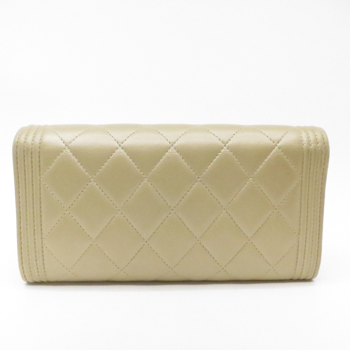 Authentic CHANEL Boy Chanel Matelasse Long Wallet Caviar