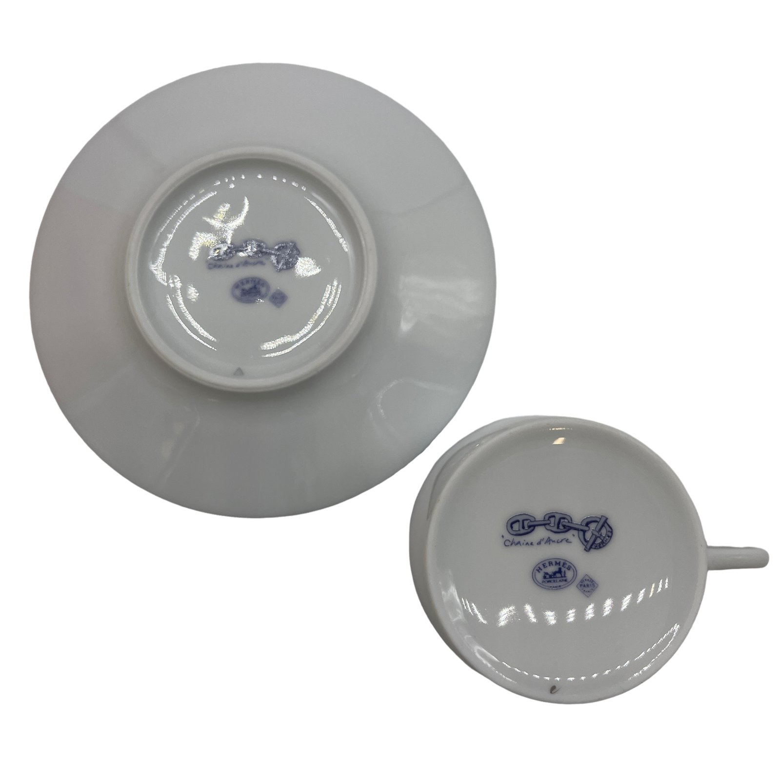 Authentic HERMES Chaine D'Ancre Cups & Saucers White Pottery