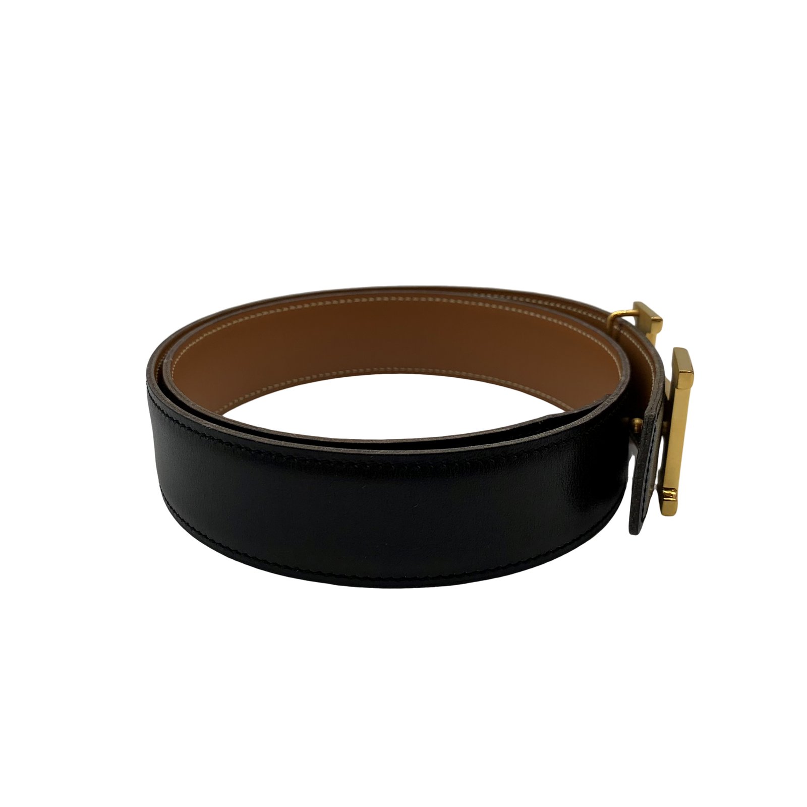 Authentic HERMES Constance H Buckle Belt 70 Circle In Y