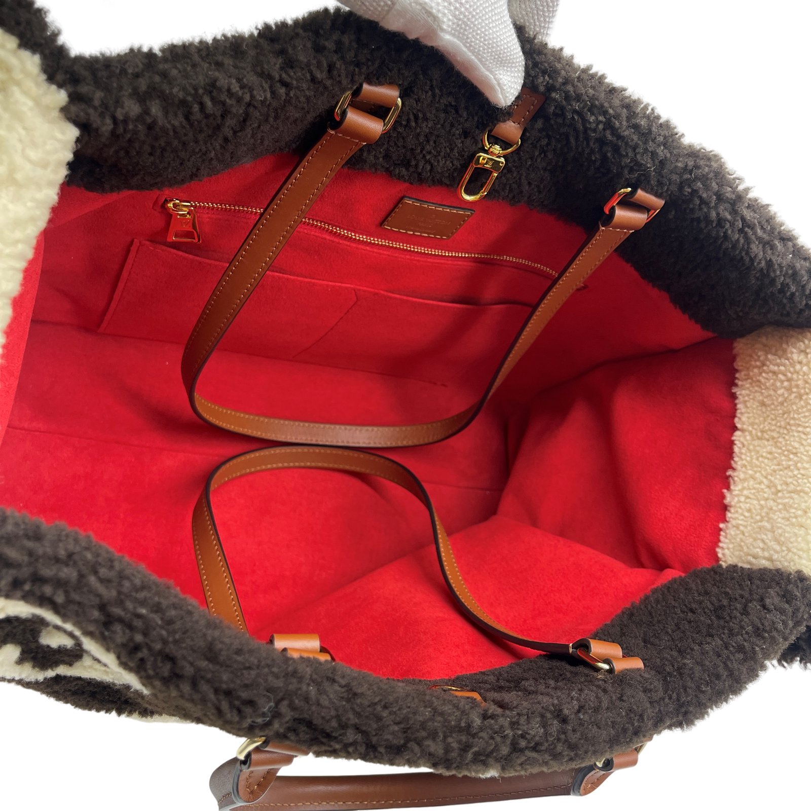 Auth LOUIS VUITTON Monogram Teddy On the go GM M45520 Monogram Fur