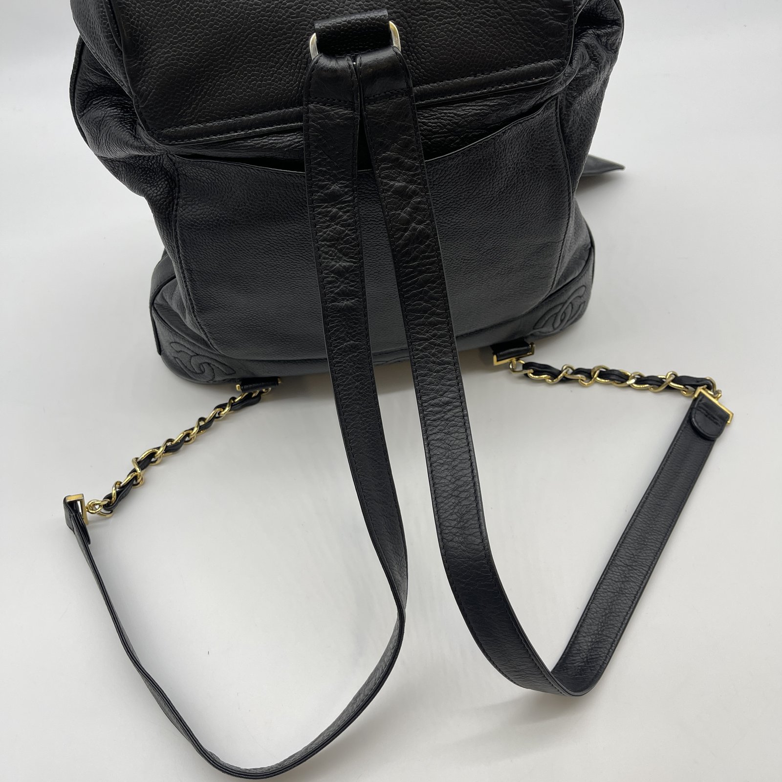Authentic CHANEL Triple CC Caviar Leather Backpack Black