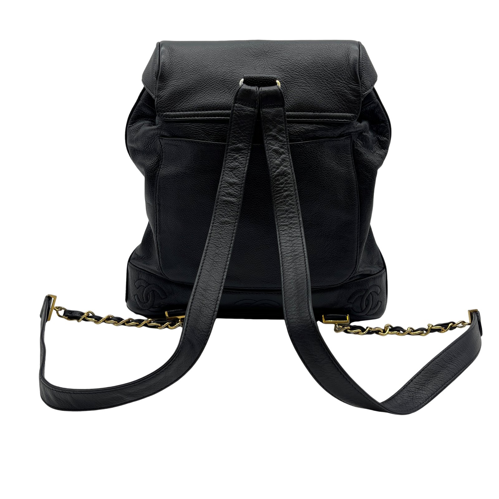 バックパック・リュック × ヴィンテージ(中古) Chanel Caviar Backpack CHANEL Vintage Black Caviar Backpack Bag Large CC 24 K GHW