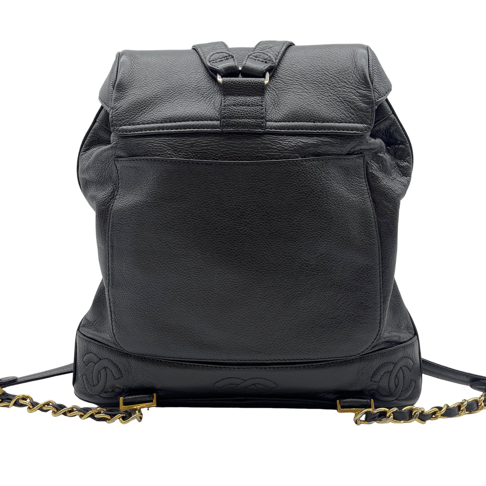 Authentic CHANEL Triple CC Caviar Leather Backpack Black
