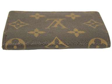 Auth LOUIS VUITTON Brown Monogram Leather Card Case Accesories