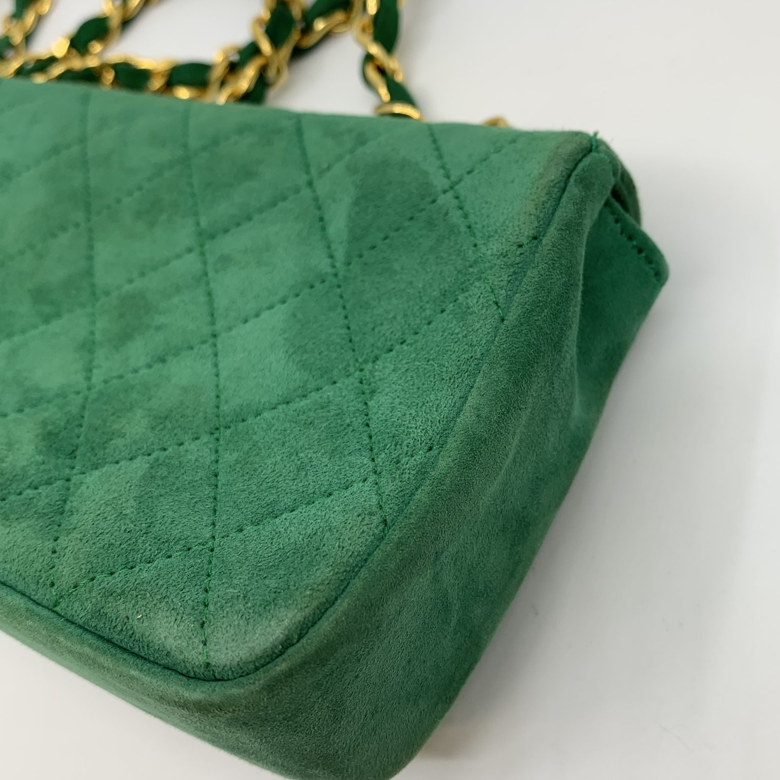 Authentic CHANEL Mini Matelasse Chain Shoulder Bag Suede