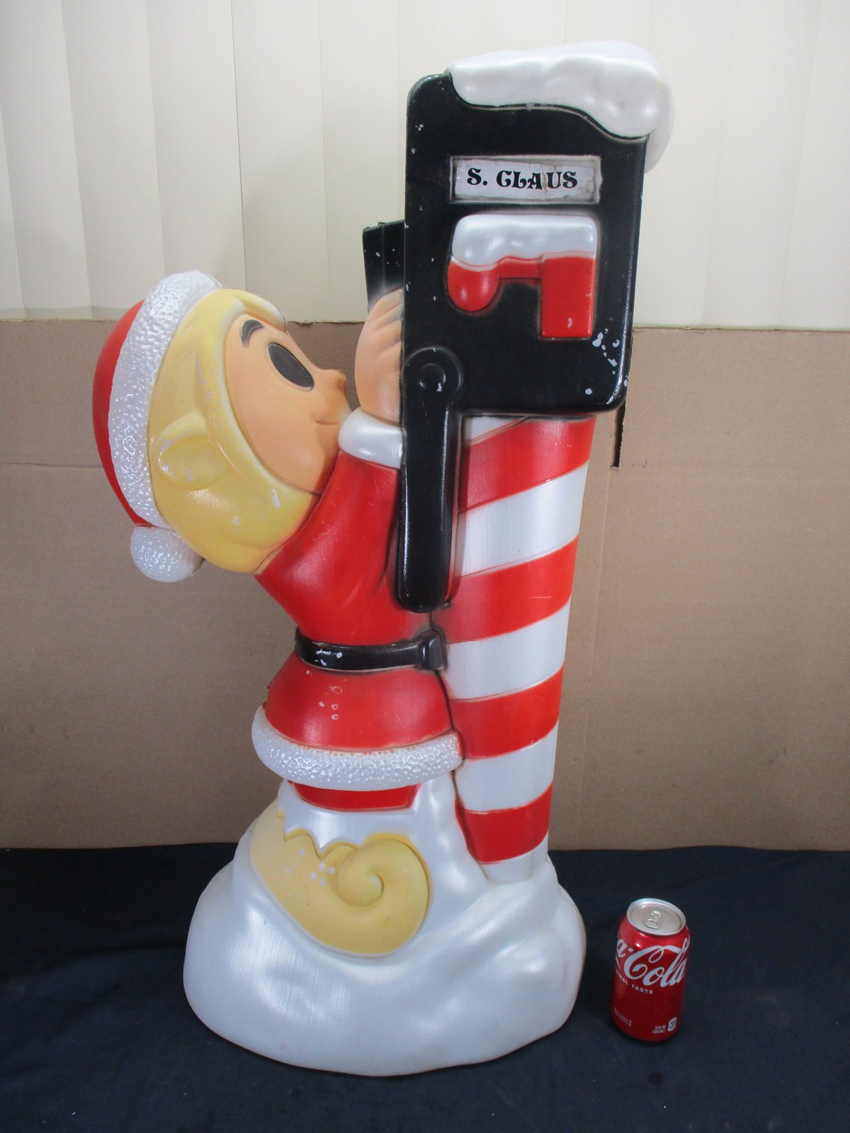 Vintage Santa's Elf Mailbox Post Lighted Christmas Blow Mold 34