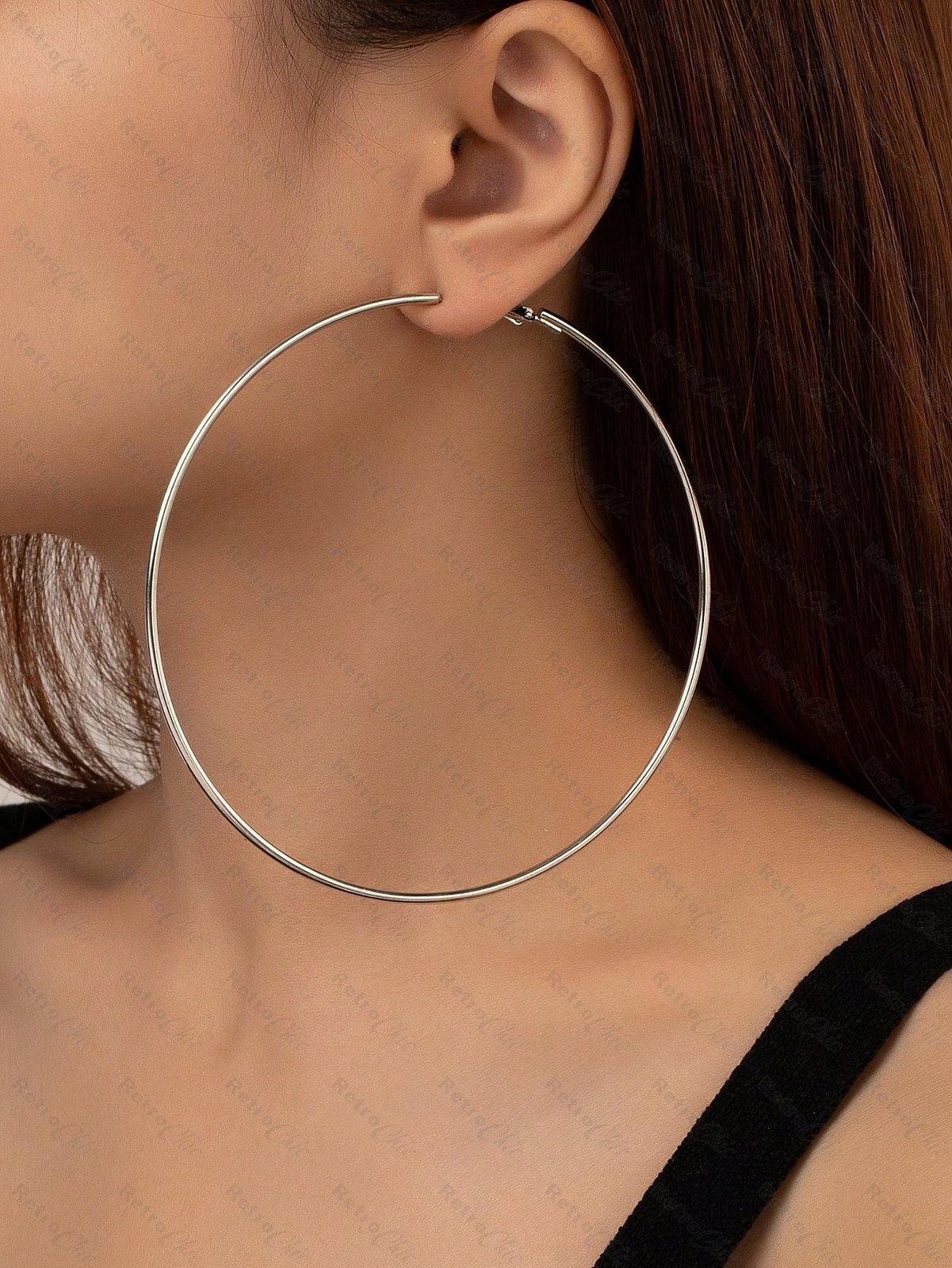 Orecchini A Cerchio Grandi 100 Mm – Argento Oversize – 4 HOOPS – Stile Statement - Foto 5
