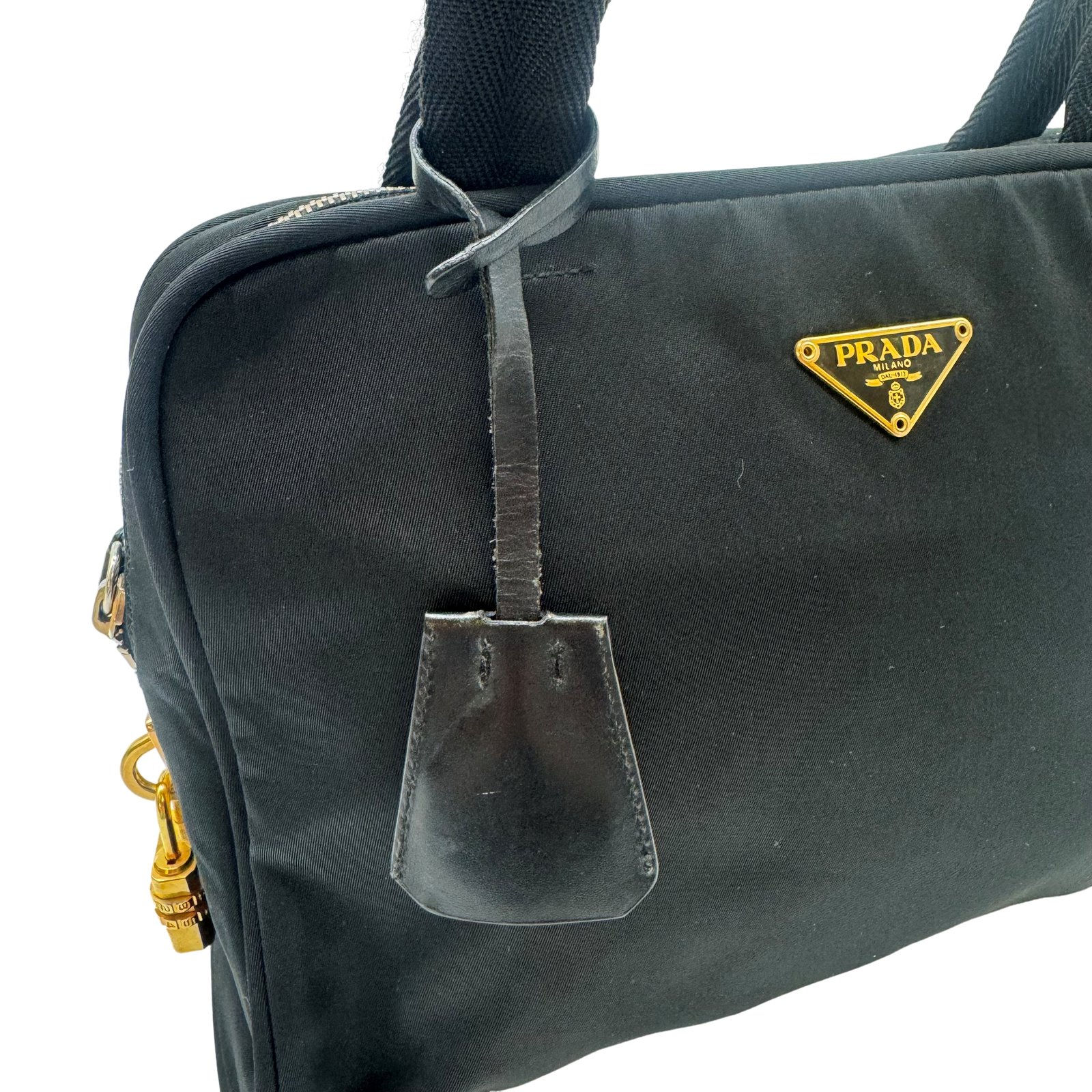 Authentic PRADA Tessuto Gold Hardware Hand Bag Black Nylon Authentic PRADA Tessuto Gold Hardware Hand Bag Black Nylon