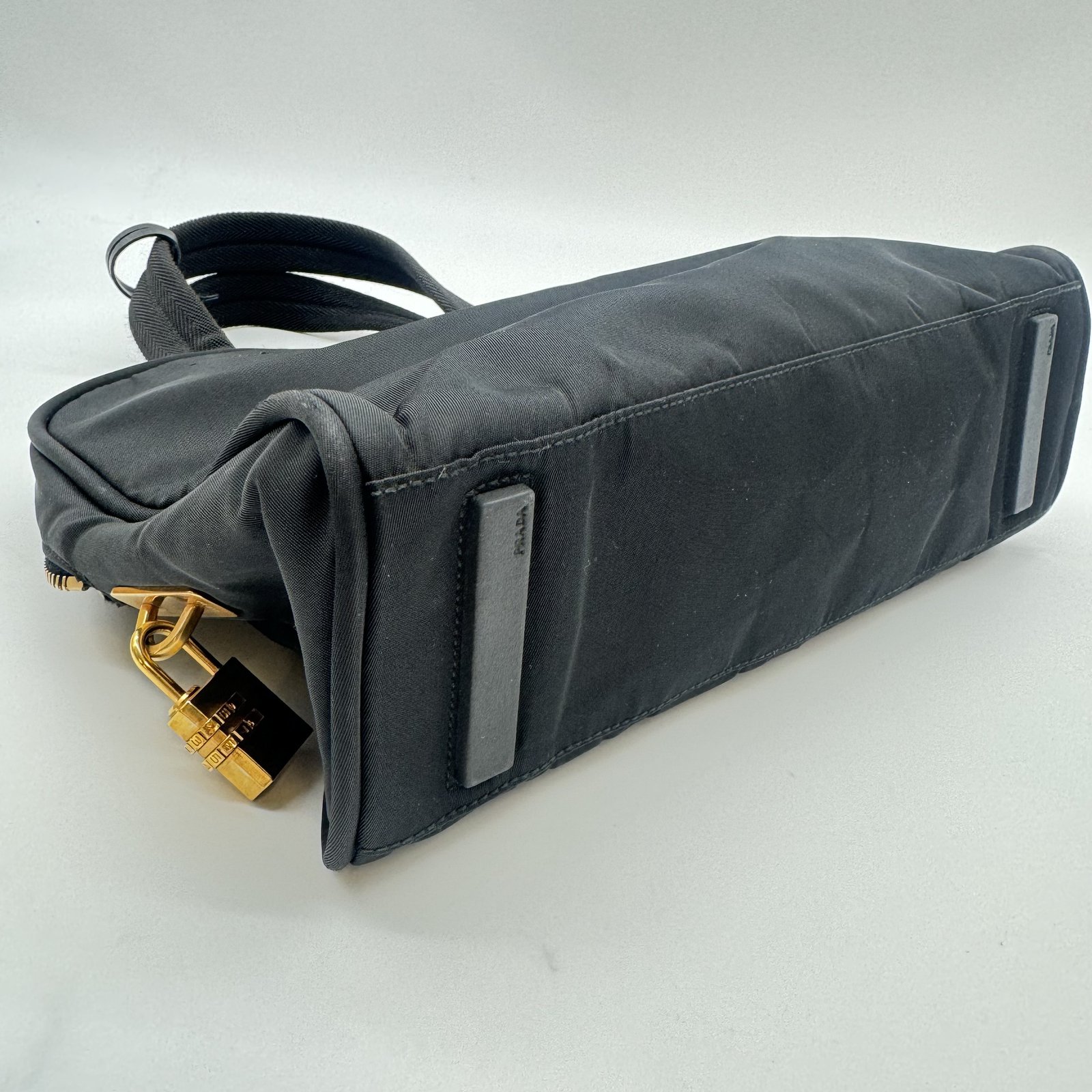 Authentic PRADA Tessuto Gold Hardware Hand Bag Black Nylon Authentic PRADA Tessuto Gold Hardware Hand Bag Black Nylon