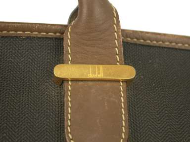 Dunhill PVC Canvas & Leather Boston Bag Travel Handbag Purse