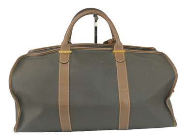 Dunhill PVC Canvas & Leather Boston Bag Travel Handbag Purse