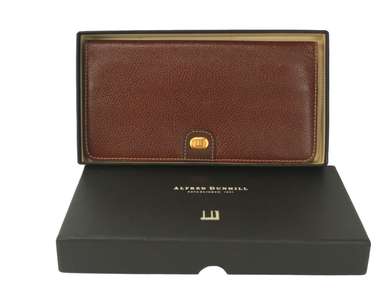 Alfred Dunhill Brown Leather Long Wallet Purse Accessories Used