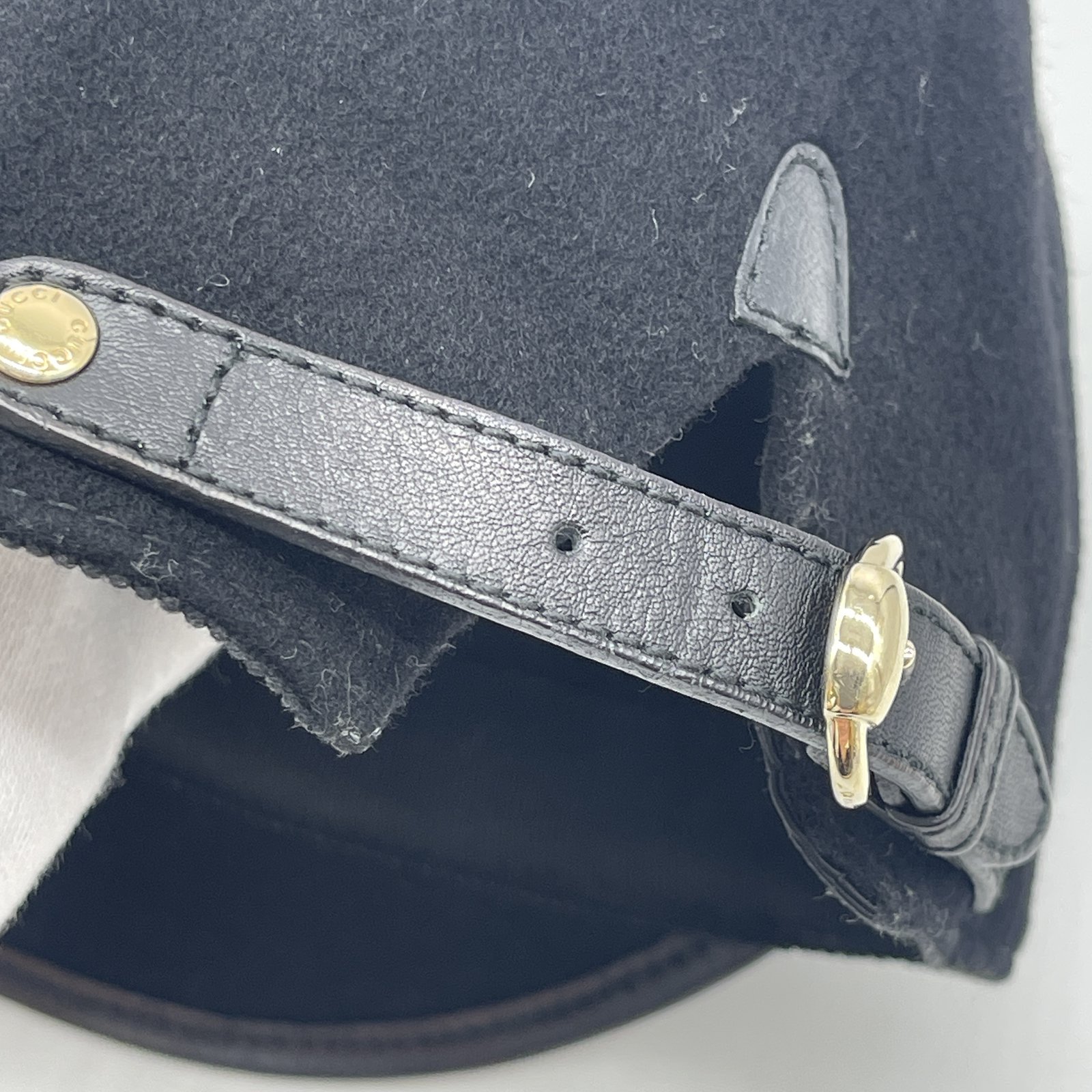 Authentic GUCCI GG CAP SIZE:XL Hat Black Cashmere #36634083