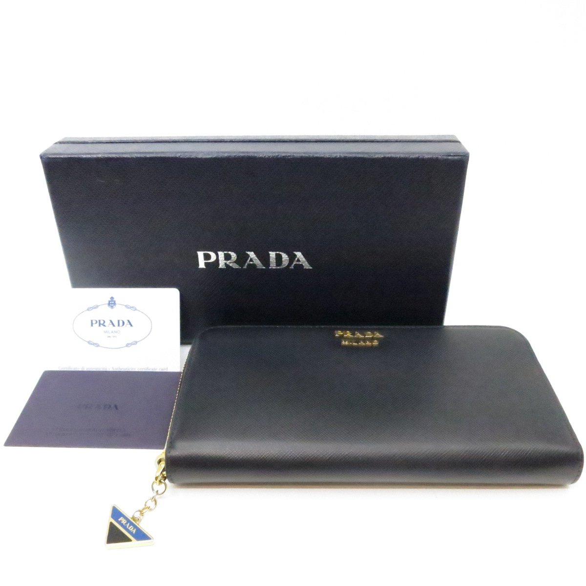 Authentic PRADA Saffiano Triang Zippy Round Wallet 1ML506 Authentic PRADA Saffiano Triang Zippy Round Wallet 1ML506