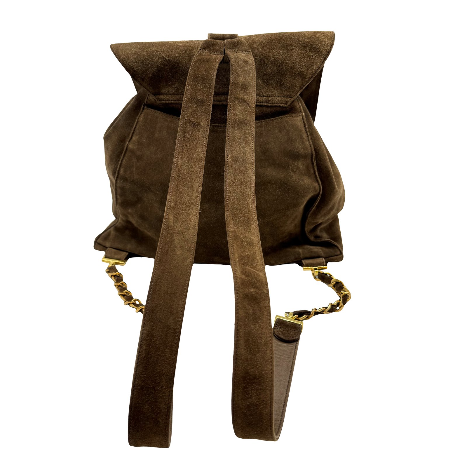 Authentic CHANEL CC Suede Backpack Brown Leather #36634258 | eBay