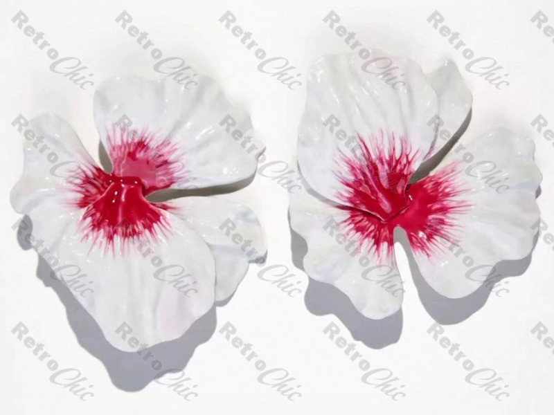 ◆VINTAGE HOLLYWOOD◆ Tropical Flower Earrings VH2336EA008B Zara Dup GIANT ORCHID oversize FLORAL EARRINGS enamel RETRO