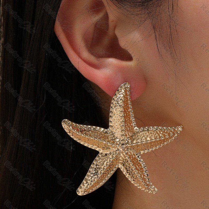WOWORAMA Orecchini A Perno In Oro Con Conchiglia E Stella Marina – Vintage Boho Chic – Placcati 18k Per Donna - 4