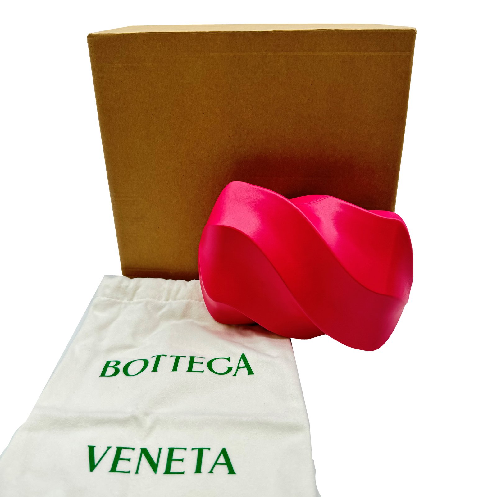 Authentic BOTTEGA VENETA Whirl Clutch Bag 639332 Pink
