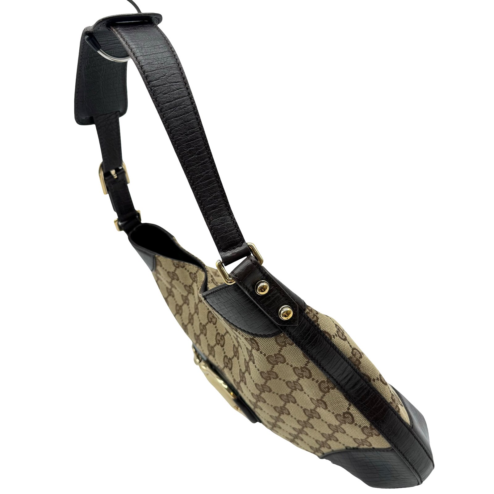 Authentic GUCCI GG Sherry Line Hobo Beige Canvas #36634370
