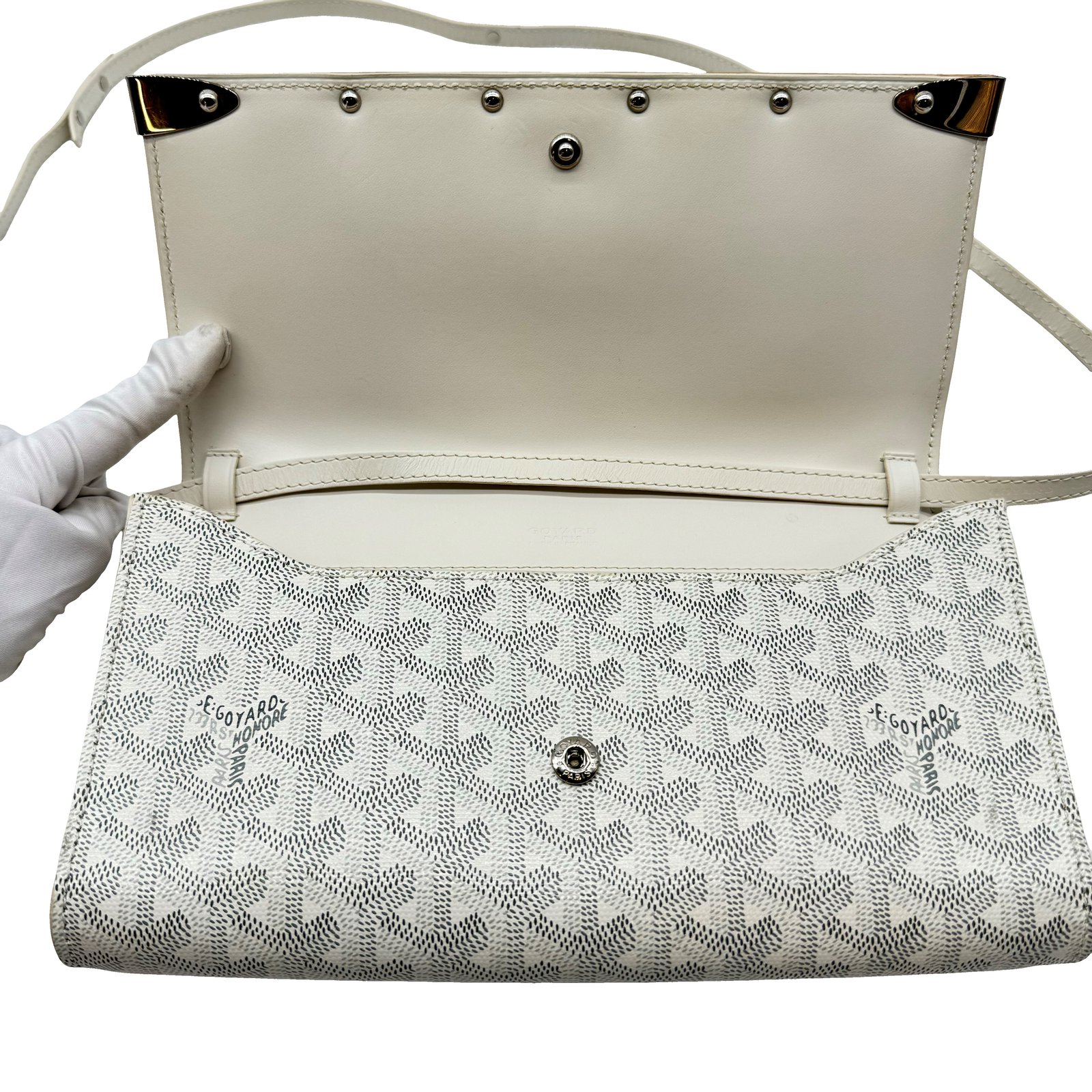 バッグ Goyard clutch bag White Goyard White Senat MM Pouch – MILNY PARLON