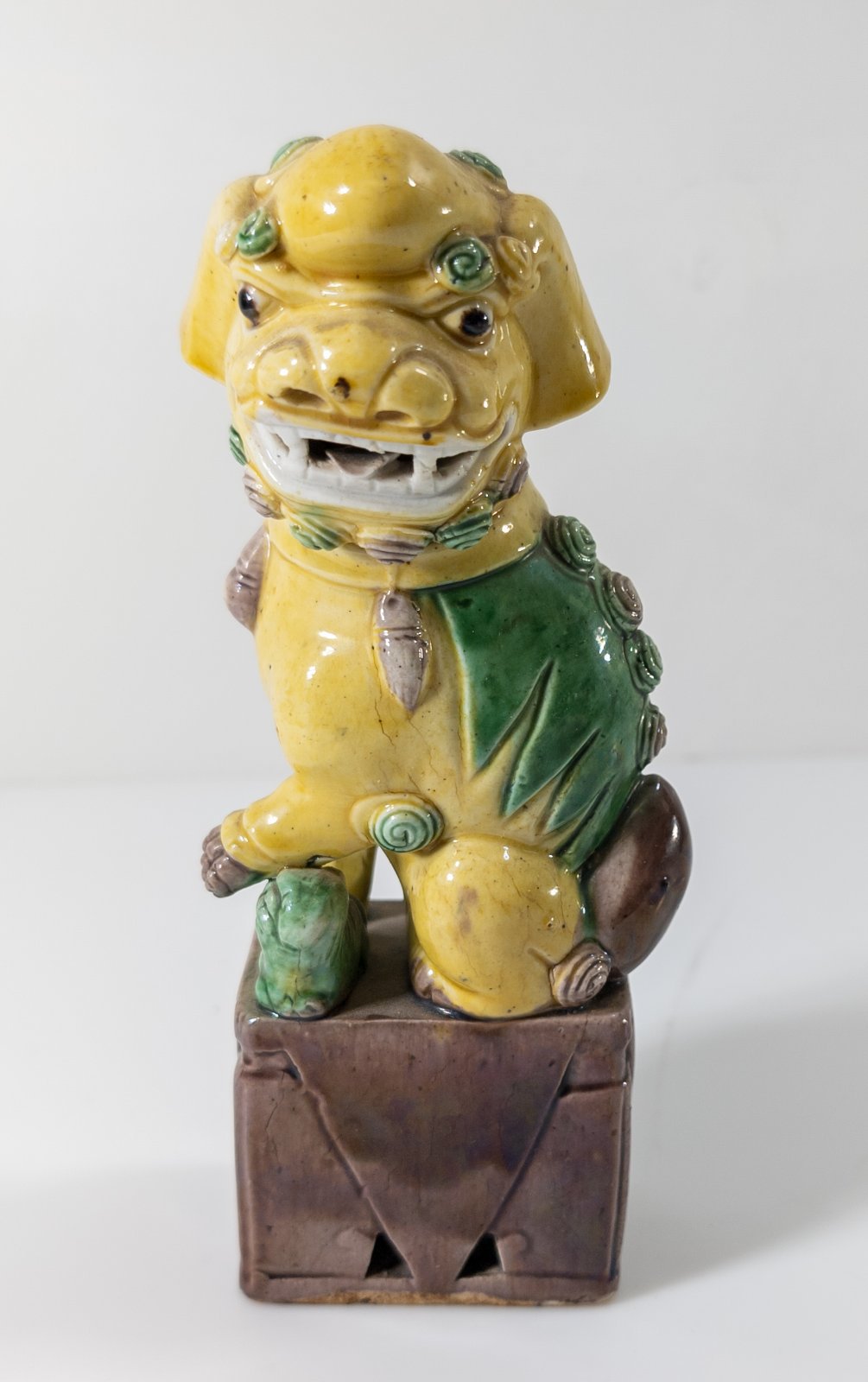 Antique Chinese Kangxi Style Famille Verte Foo Dog Lion
