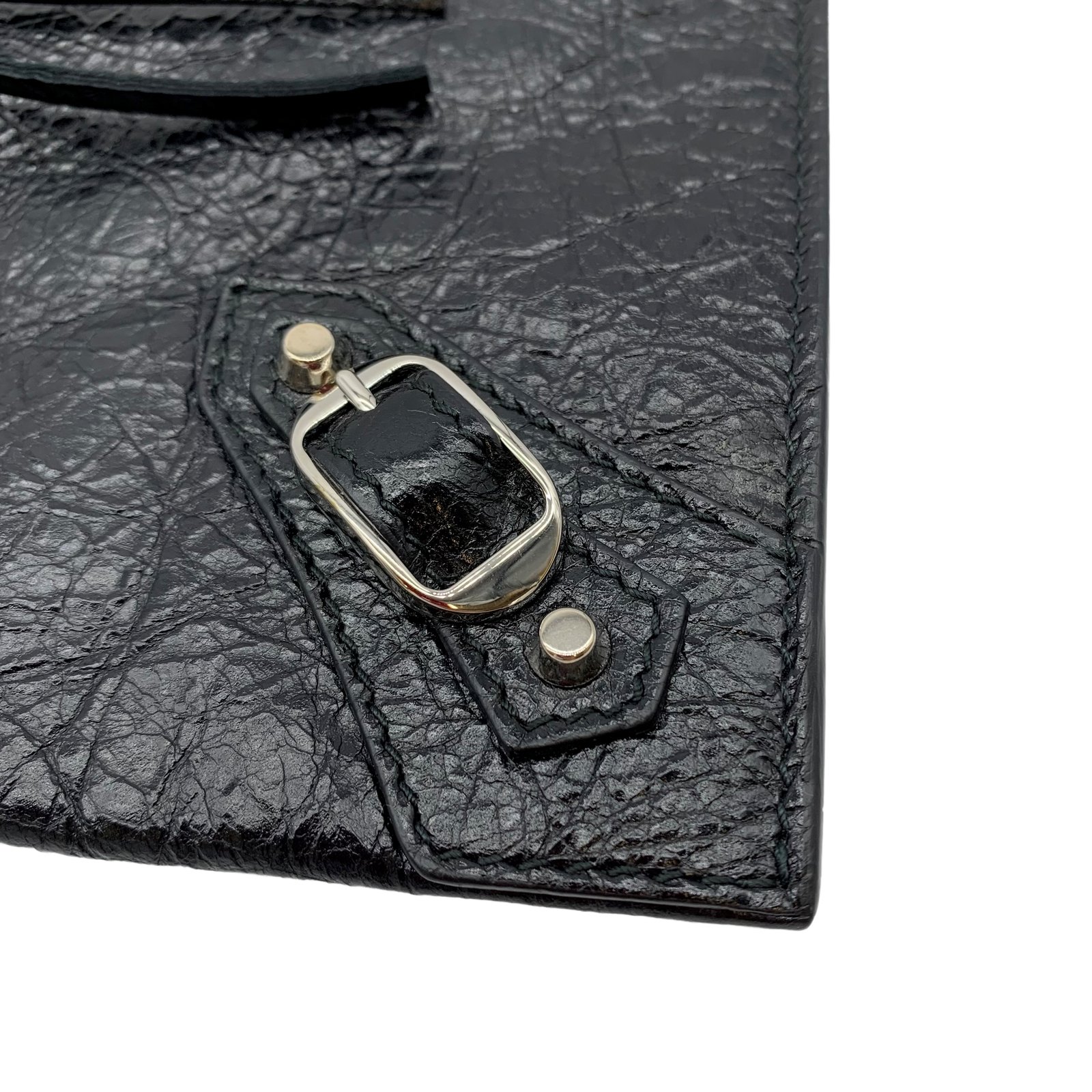 Authentic BALENCIAGA Classic Pouch Clutch Bag Black Leather