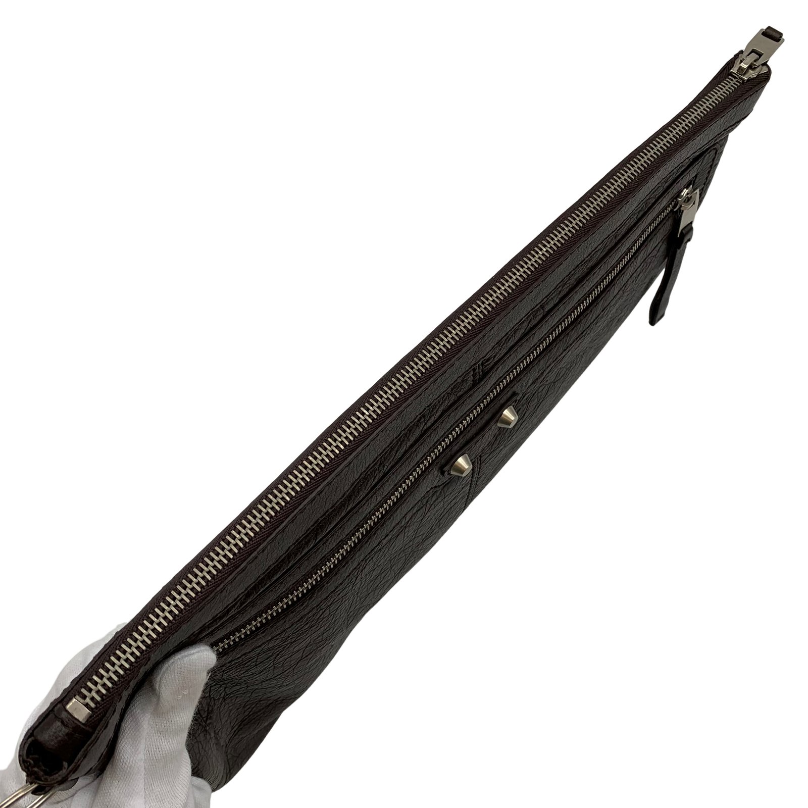 Authentic BALENCIAGA Classic Clip M Clutch Bag Dark Brown Authentic BALENCIAGA Classic Clip M Clutch Bag Dark Brown