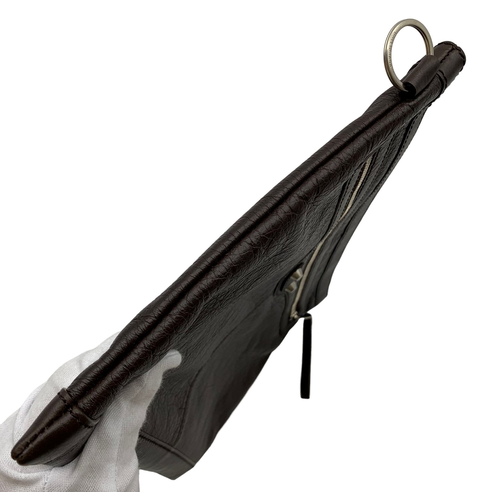 BALENCIAGA　手袋　ウール Authentic BALENCIAGA Classic Clip M Clutch Bag Dark Brown