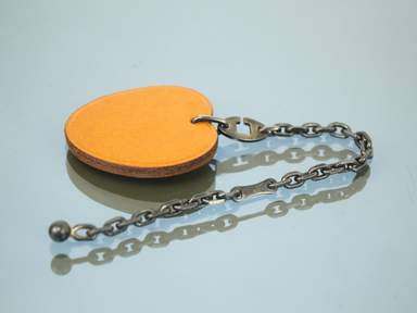 Hermes Fruit Motif Orange Leather Key Chain Bag Charm Accessories