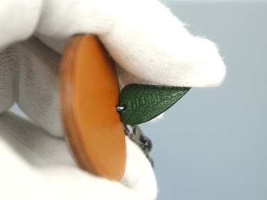 Hermes Fruit Motif Orange Leather Key Chain Bag Charm Accessories
