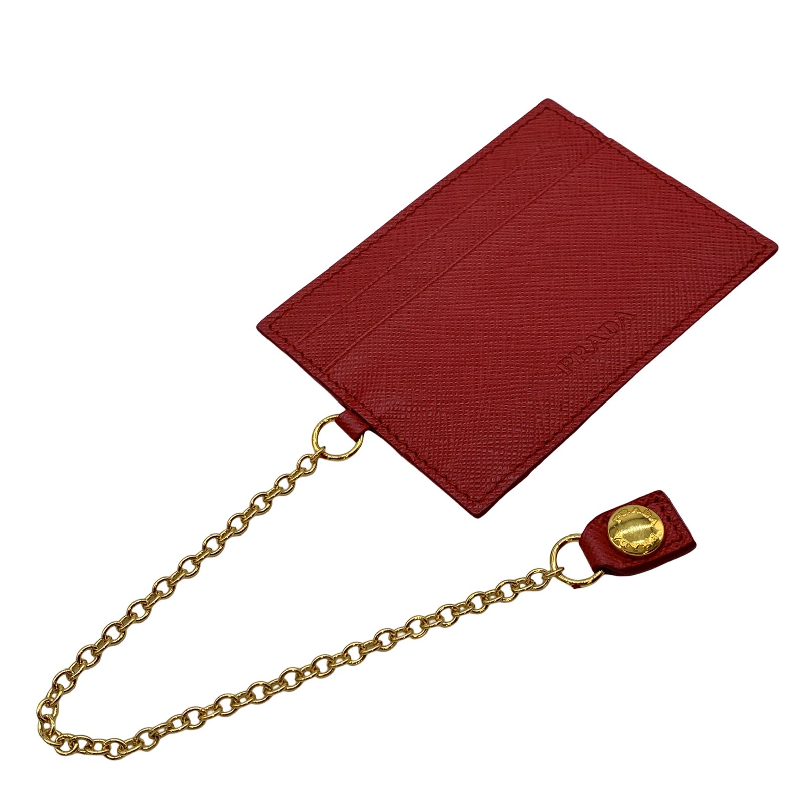Authentic PRADA Saffiano Bi-fold Long Wallet Fuoco With Card