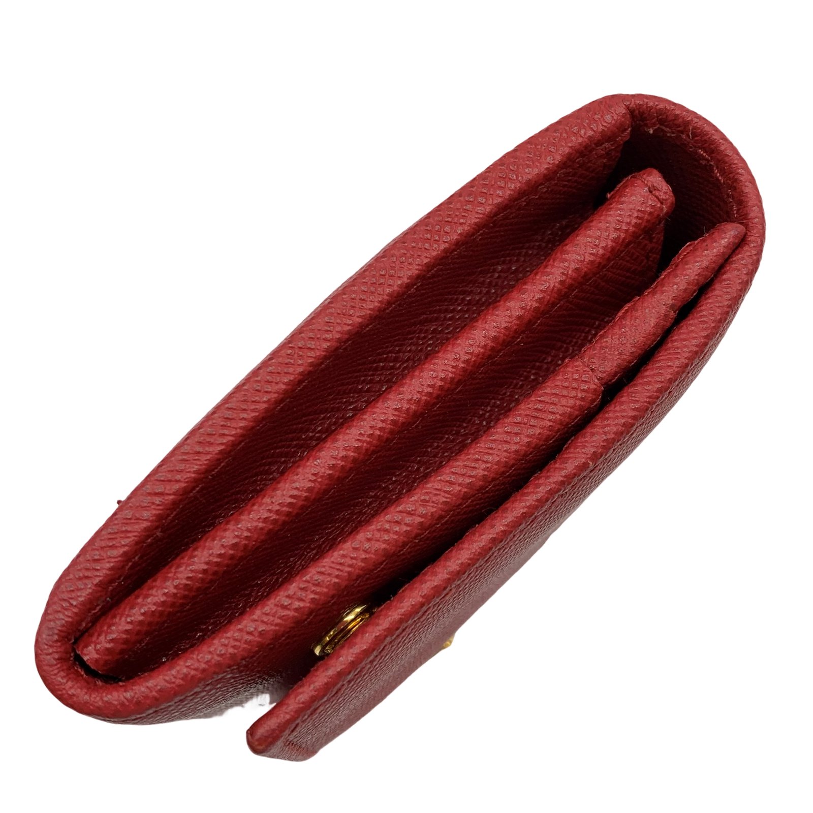 Authentic PRADA Saffiano Bi-fold Long Wallet Fuoco With Card