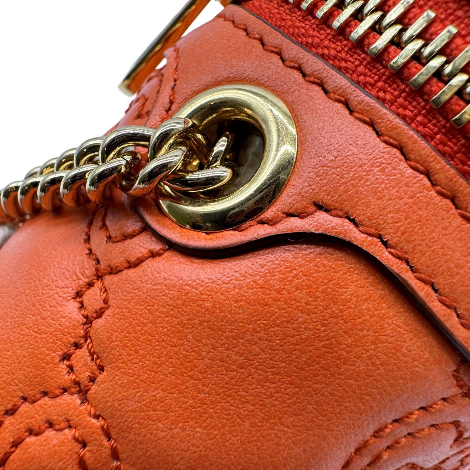 Auth GUCCI GG Supreme Matelasse Vanity Top Handle Chain