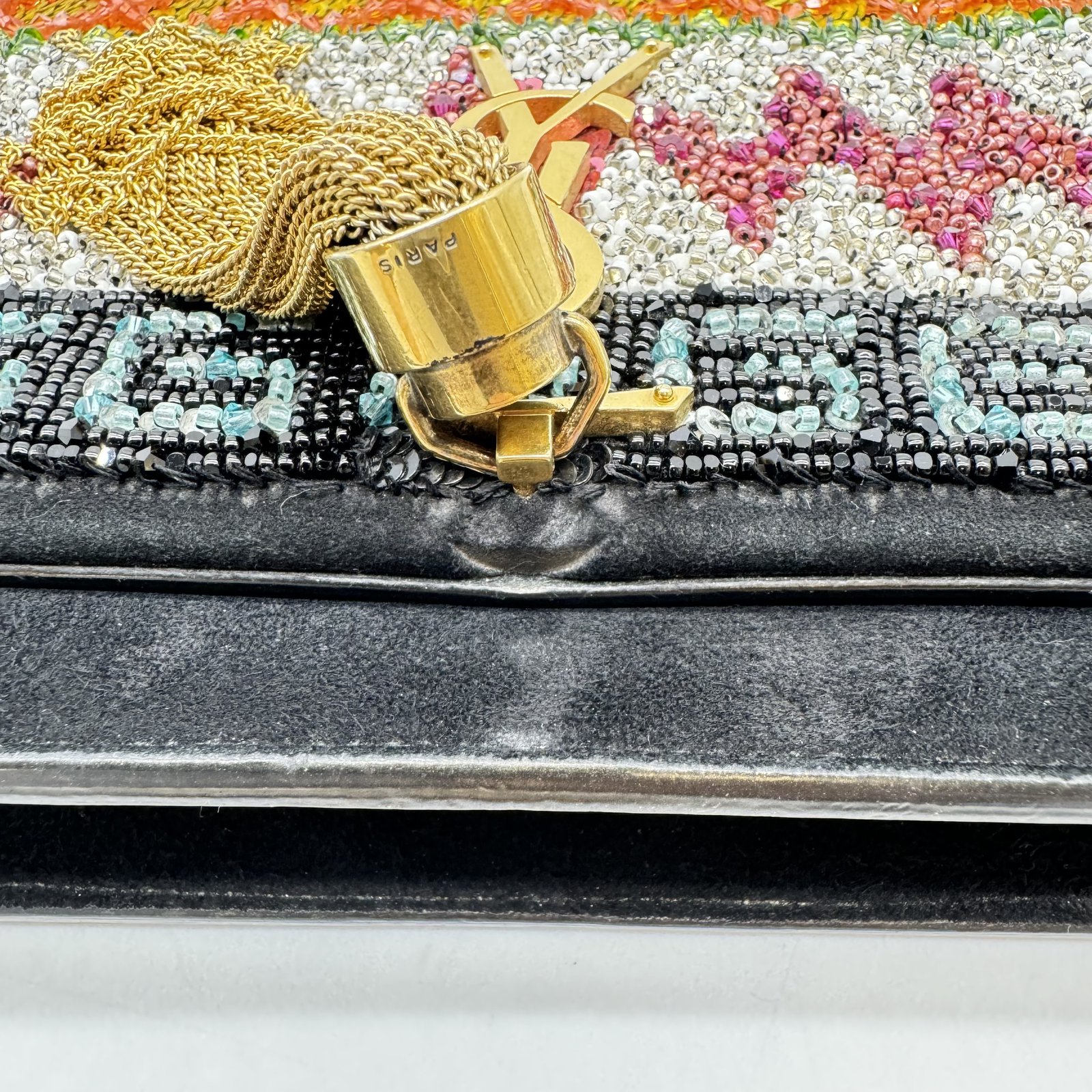 Authentic SAINT LAURENT Kate Tassel Sequins Chain Shoulder