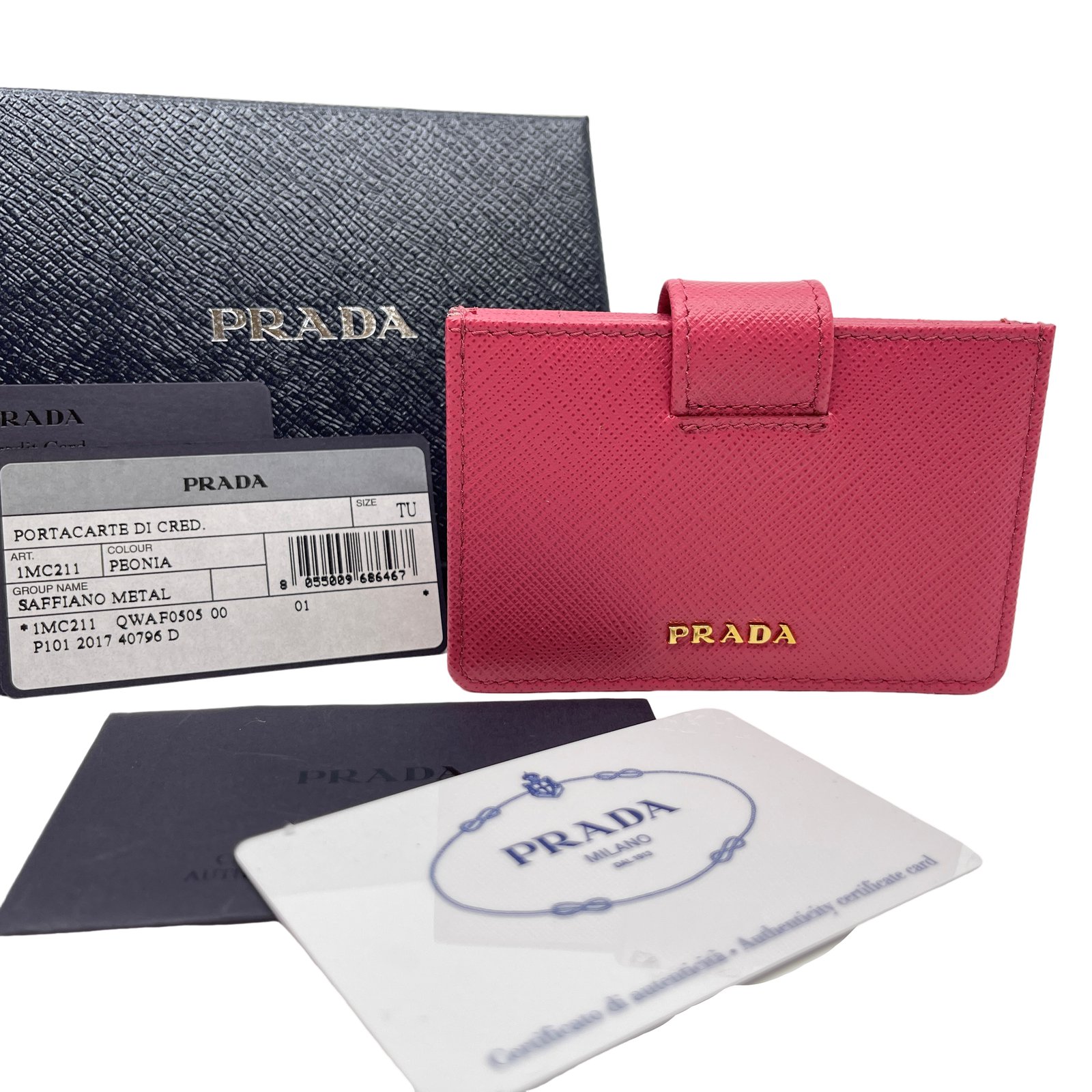 PRADA 名刺入れ ピンク レザー プラダ 名刺入れ ピンク サフィアーノレザー ゴールド ロゴ 高級