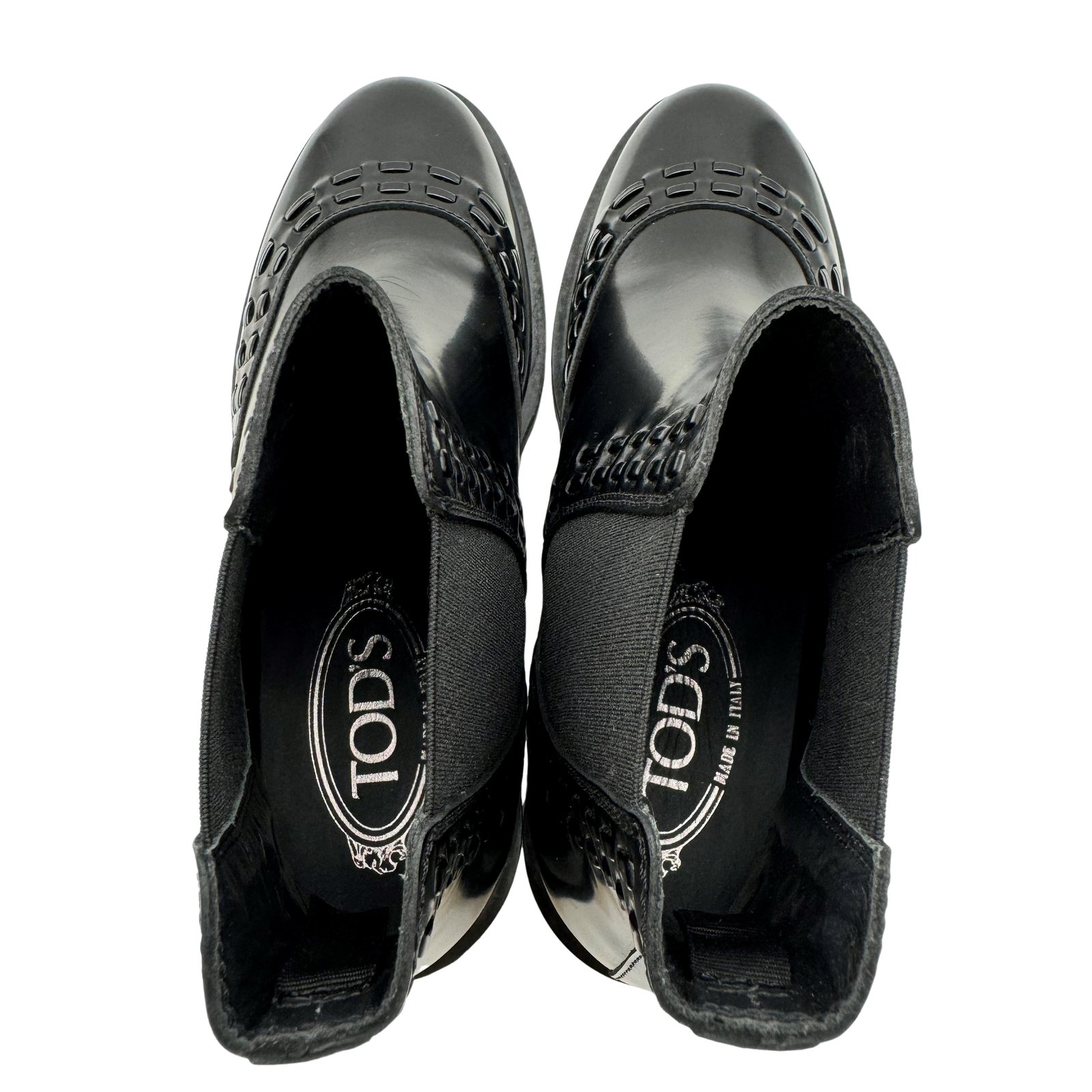 Auth TOD'S GOMMA Tronchetto Leather Ankle Boots Size:35 US:5