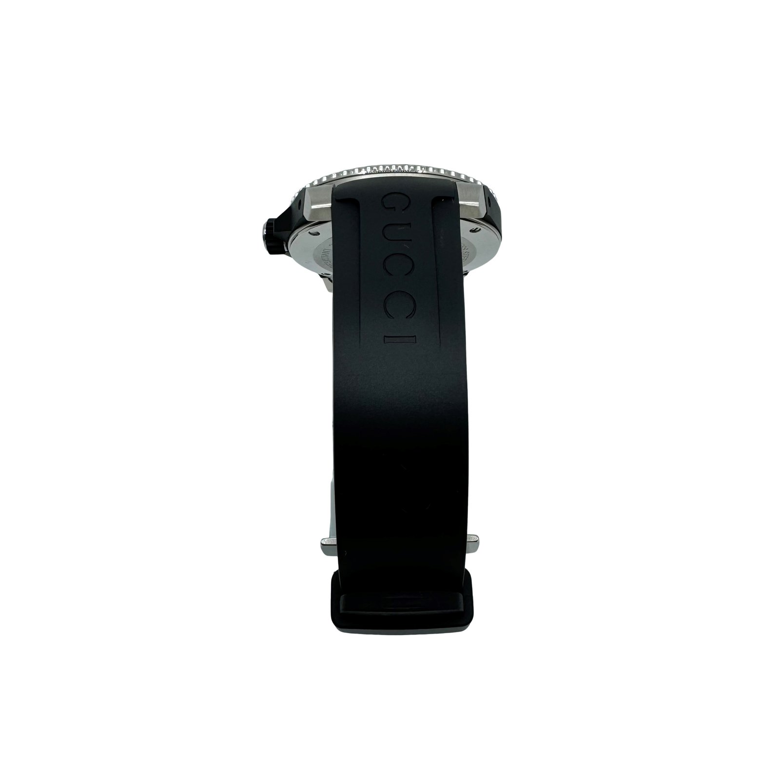 Authentic GUCCI Dive Cat Head Wrist Watch Black Rubber 